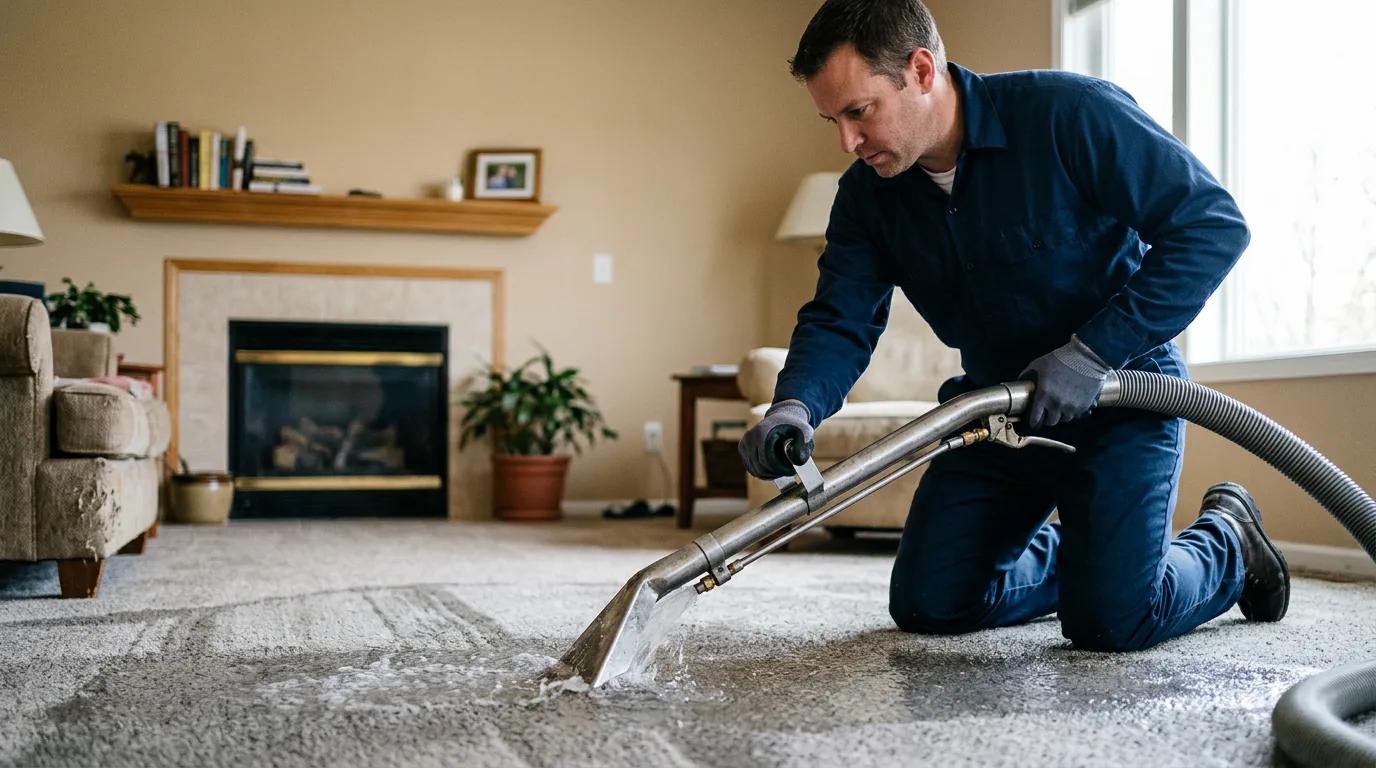 Water damage restoration technician working near Buchanan, GA
